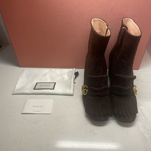 Gucci Marmont Brown Suede Booties